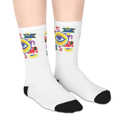 Eye of the Ancestors Limited Heritage Mid Length Socks Spiritual Afro Haitian Design