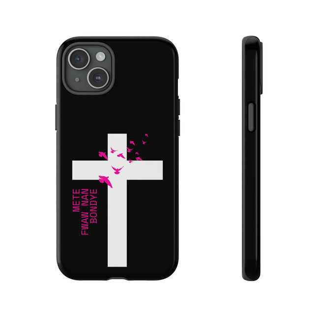 Mete Fwa W Nan Bondye Phone Case – Haitian Gospel Cross Design – Faith-Based Christian Cover - CreoleSizzle