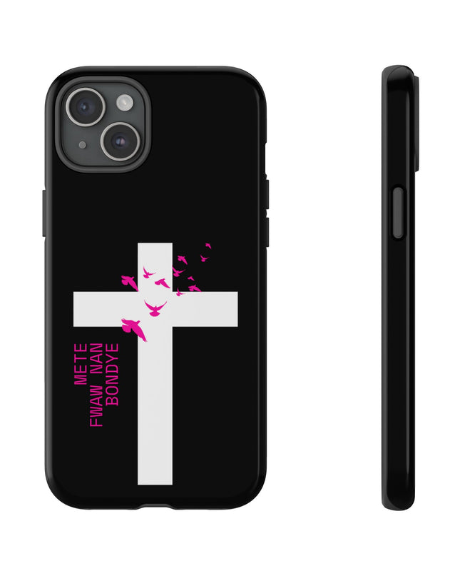 Mete Fwa W Nan Bondye Phone Case – Haitian Gospel Cross Design – Faith-Based Christian Cover - CreoleSizzle