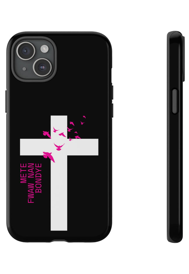 Mete Fwa W Nan Bondye Phone Case – Haitian Gospel Cross Design – Faith-Based Christian Cover - CreoleSizzle