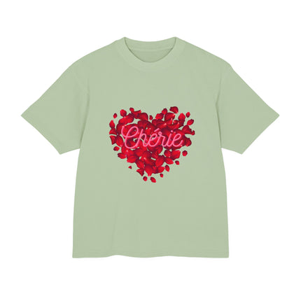 Chérie Heart T-Shirt Romantic Red Rose Design Celebrate Love in Style Durable and Stylish Unisex Urban Heavy Tee - CreoleSizzle