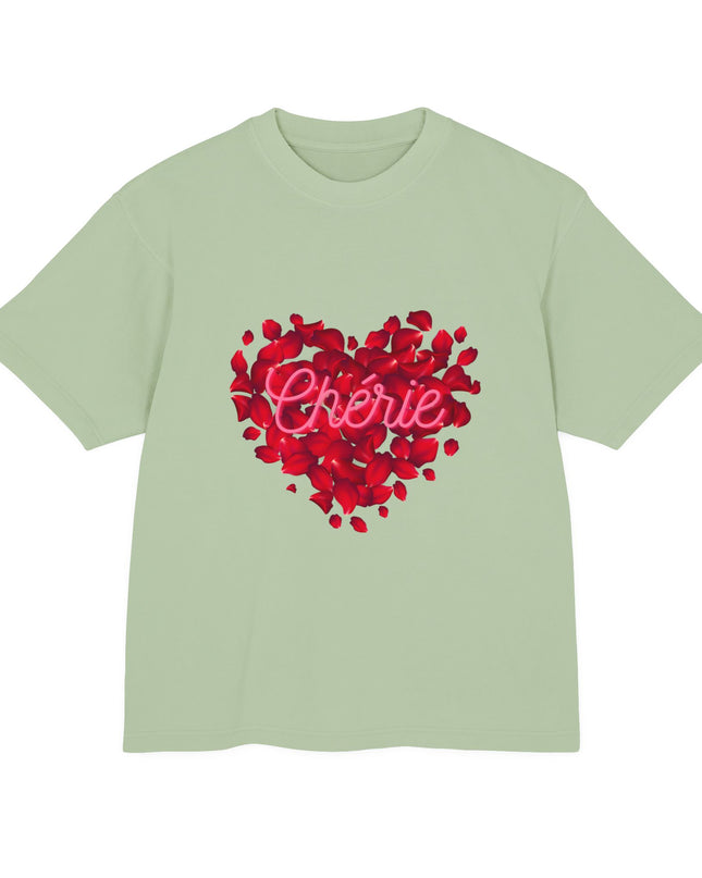 Chérie Heart T-Shirt Romantic Red Rose Design Celebrate Love in Style Durable and Stylish Unisex Urban Heavy Tee - CreoleSizzle