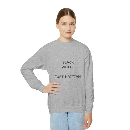 Just Haitian Youth Crewneck Sweatshirt Bold Identity Statement Gender-Neutral Pullover Cozy Kids Sweatshirt