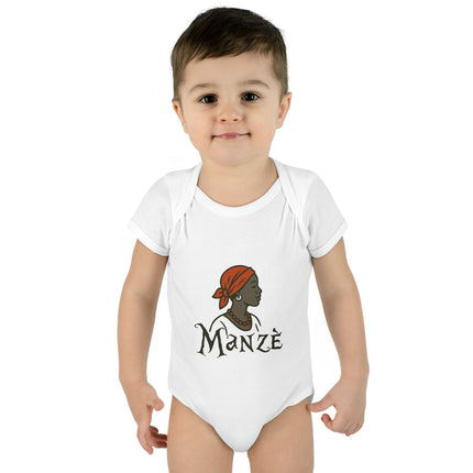 Manzè Infant Bodysuit Haitian Heritage Baby Onesie Empowering Creole Design Premium Infant Apparel