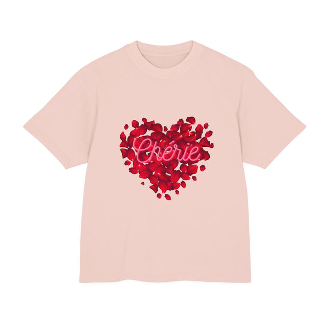 Chérie Heart T-Shirt Romantic Red Rose Design Celebrate Love in Style Durable and Stylish Unisex Urban Heavy Tee - CreoleSizzle