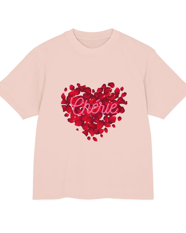 Chérie Heart T-Shirt Romantic Red Rose Design Celebrate Love in Style Durable and Stylish Unisex Urban Heavy Tee - CreoleSizzle