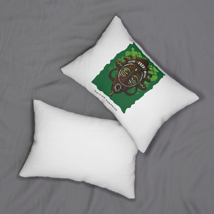 Haitian Paradise Mask Afro-Haitian Heritage Pillow Spiritual Fusion Design - CreoleSizzle