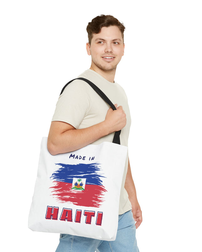 Made in Haiti Tote Bag – Haitian Flag Design Shopping Bag – Durable, Stylish Cultural Accessory - CreoleSizzle