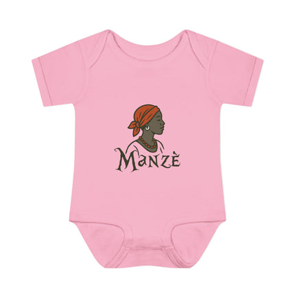 Manzè Infant Bodysuit Haitian Heritage Baby Onesie Empowering Creole Design Premium Infant Apparel