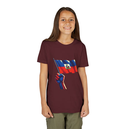 Haitian Flag Youth T-Shirt Patriotic Kids Graphic Tee Cultural Heritage Apparel Haiti Pride Celebration Shirt