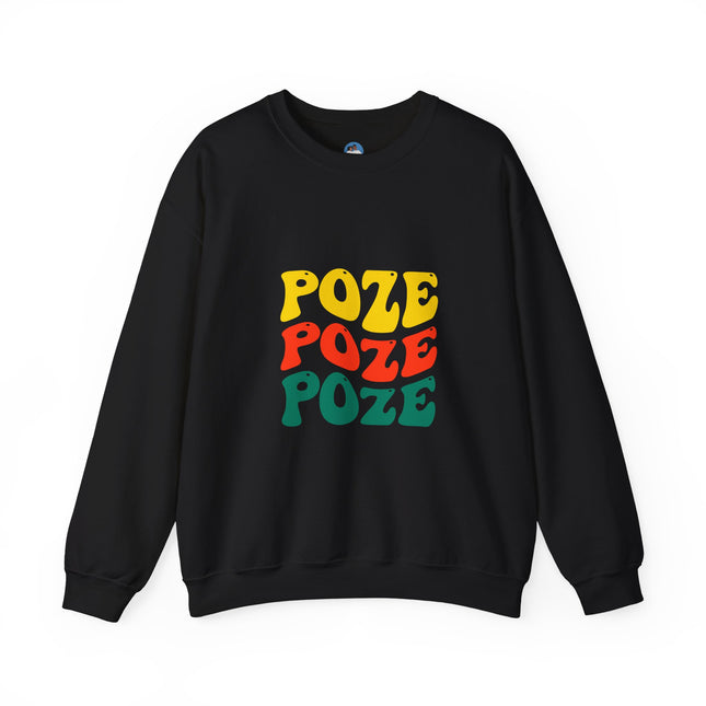 Relaxed Fit Poze Poze Poze Sweatshirt Embrace the Chill with Haitian Cultural Flair - CreoleSizzle