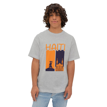 Faith & Resistance — Haiti Oversized Graphic Tee | Marron + Cathedral Design, Revolutionary Heritage Shirt, Unisex Boxy Top - CreoleSizzle