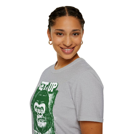 Get Up Stand Up Gorilla Graphic Tee, A bold reminder to rise, reset, and stand strong no matter what life throws at you.