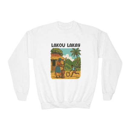 The Heart of Home Lakou Lakay Youth Sweatshirt Haitian Heritage Series Youth Premium Crewneck