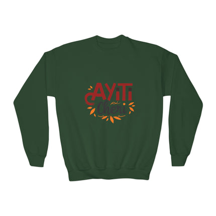 Ayiti Chéri Youth Crewneck Sweatshirt “Sweet Haiti” Graphic | Cozy Kids Pullover Cultural Heritage Apparel Birthday & Holiday Gift