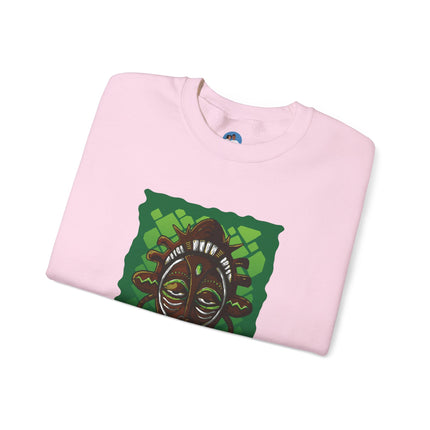 The Ancestral Guardian Afro-Haitian & Taino Mask Sweatshirt Cultural Heritage Series Haitian Paradise Crewneck Sweatshirt