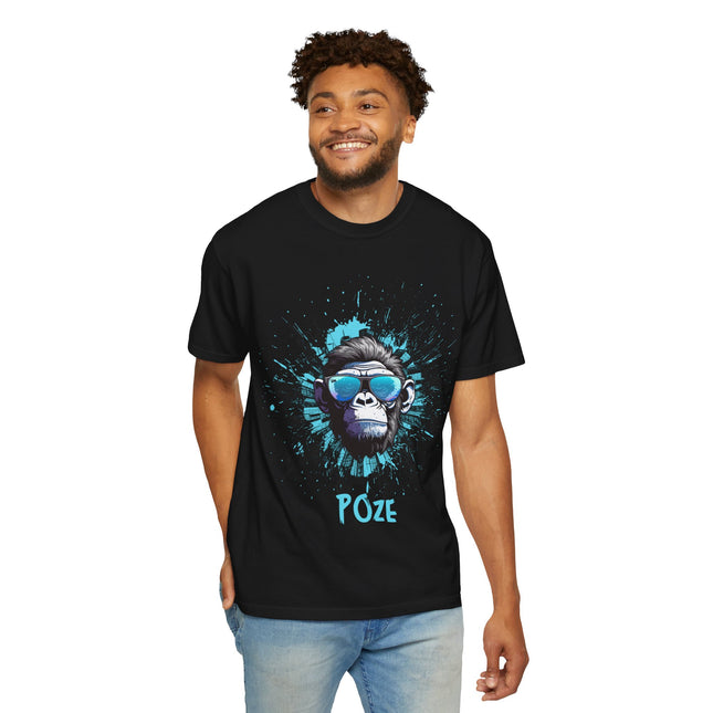 Poze Graphic T-Shirt Relaxed Fit Comfort Colors Tee Cool Haitian Monkey Design Shirt Unisex Garment-Dyed T-shirt - CreoleSizzle