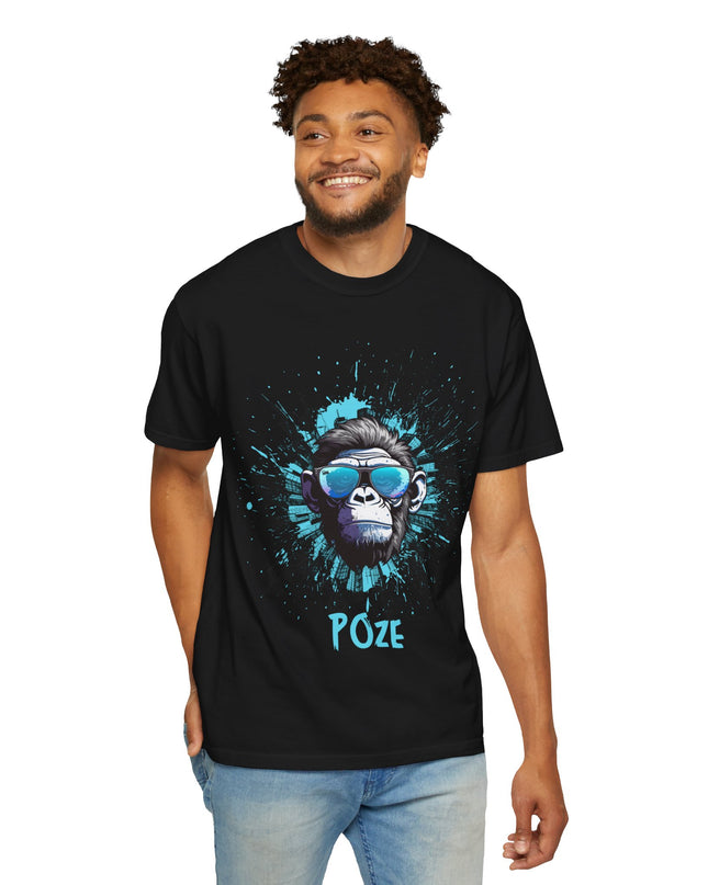 Poze Graphic T-Shirt Relaxed Fit Comfort Colors Tee Cool Haitian Monkey Design Shirt Unisex Garment-Dyed T-shirt - CreoleSizzle