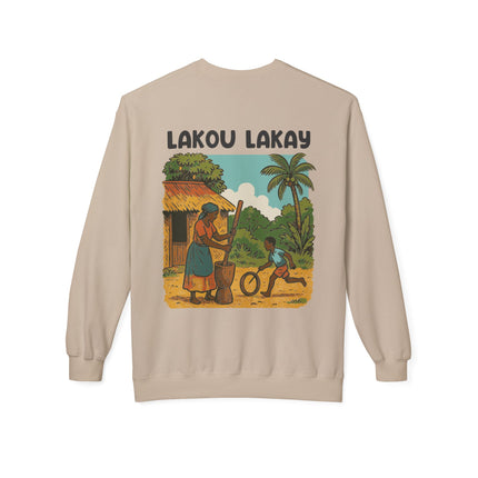 Lakou Lakay Creole Heritage Sweatshirt Haitian Nostalgia Series Unisex Premium Crewneck, Everyday Casual Wear
