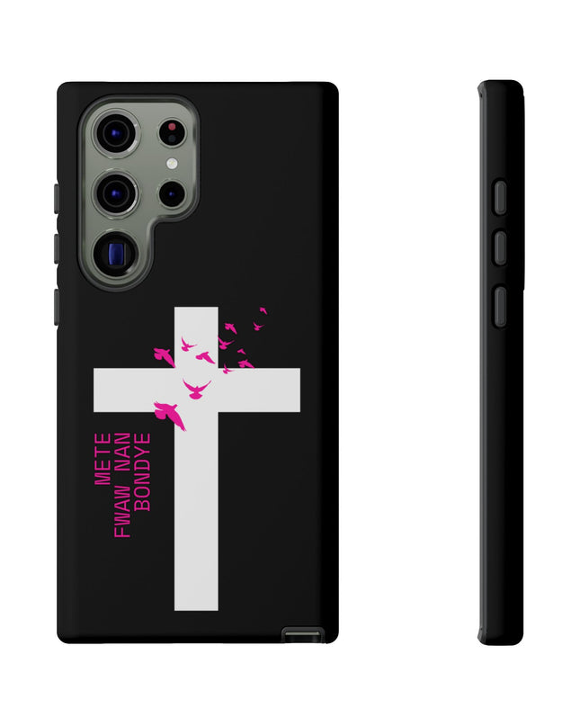 Mete Fwa W Nan Bondye Phone Case – Haitian Gospel Cross Design – Faith-Based Christian Cover - CreoleSizzle