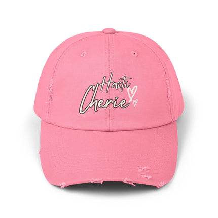 Haiti Cherie Distressed Cotton Hat – Celebrate Haitian Pride in Style - CreoleSizzle