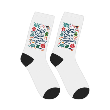Haiti Chéri Mwen Renmenw Limited Heritage Mid Length Socks Love Letter to the Homeland