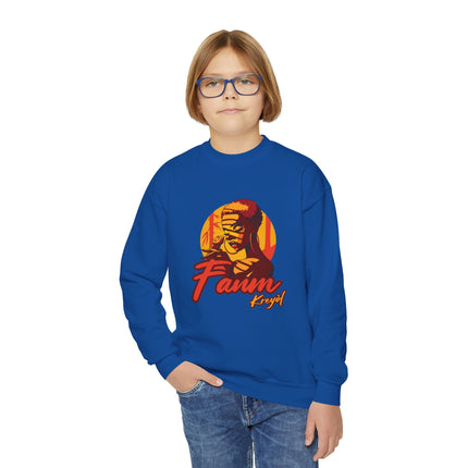 Retro Gamer Youth Crewneck Sweatshirt “Fanm Kreyòl” Graphic Fun Kids Gaming Apparel Cozy Lounge Pullover