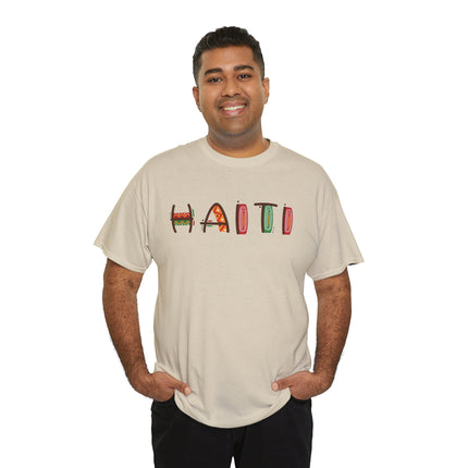 Haiti in Color Limited Heritage Drop Tee Artistic Creole Typography - CreoleSizzle