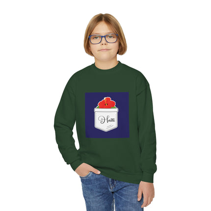 Haiti Hibiscus Youth Crewneck Sweatshirt Cozy Floral Haitian Pride Pullover Unisex Kids Spring Fashion Cultural Heritage Design