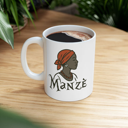 Manzè The Power of Womanhood Premium Mug Haitian Feminine Strength and Cultural Pride - CreoleSizzle