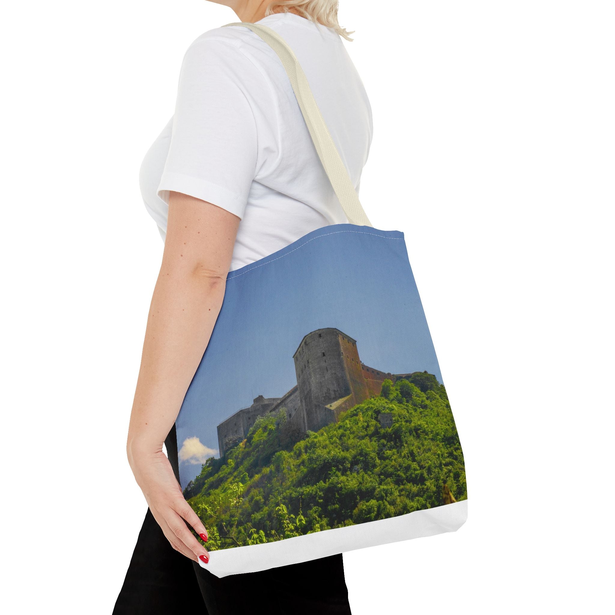 Haitian Citadelle Laferrière Tote Bag – Historical Haiti Travel Bag – Durable All-Over Print Shopping Bag