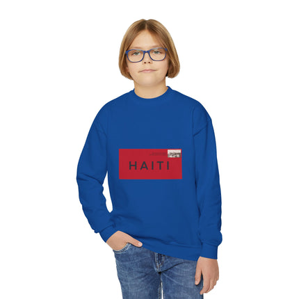 Haiti Pride Youth Crewneck Sweatshirt Cozy Kids Pullover Haitian Heritage Month Unisex Comfortable Sweatshirt