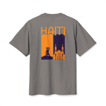 The Dual Soul of Haiti Negre Marron & Cathedral Graphic Tee Heritage Pride Collection Unisex Heavy Faded T-Shirt Haitian Street Vibes Graphic on Back