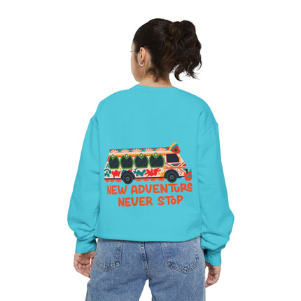 New Adventure Never Stop Tap-Tap Travel Sweatshirt Haitian Culture Series Unisex Premium Crewneck Haitian Street Vibes Graphic on Back