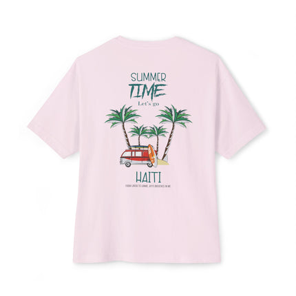 Summer Time Haiti Tropical Tap-Tap Oversized Tee Caribbean Vibes Collection Unisex Relaxed Fit Haitian Street Vibes Graphic on Back