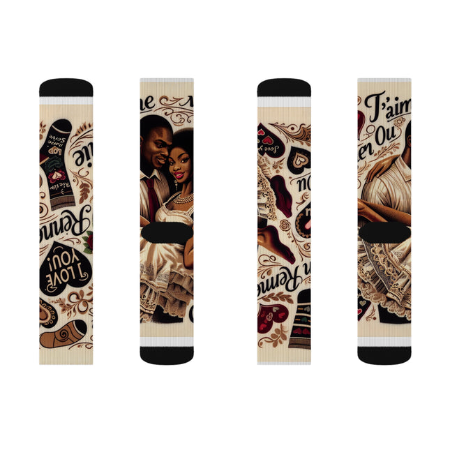 Cheri Haitian Inspired Love Socks Romantic Valentine's Day Gift Unisex Sublimation Socks - CreoleSizzle