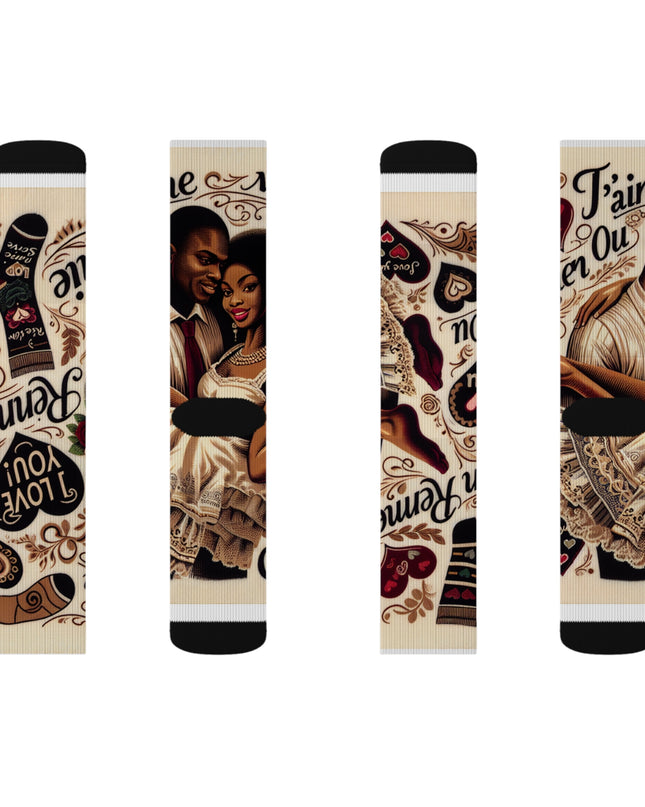 Cheri Haitian Inspired Love Socks Romantic Valentine's Day Gift Unisex Sublimation Socks - CreoleSizzle