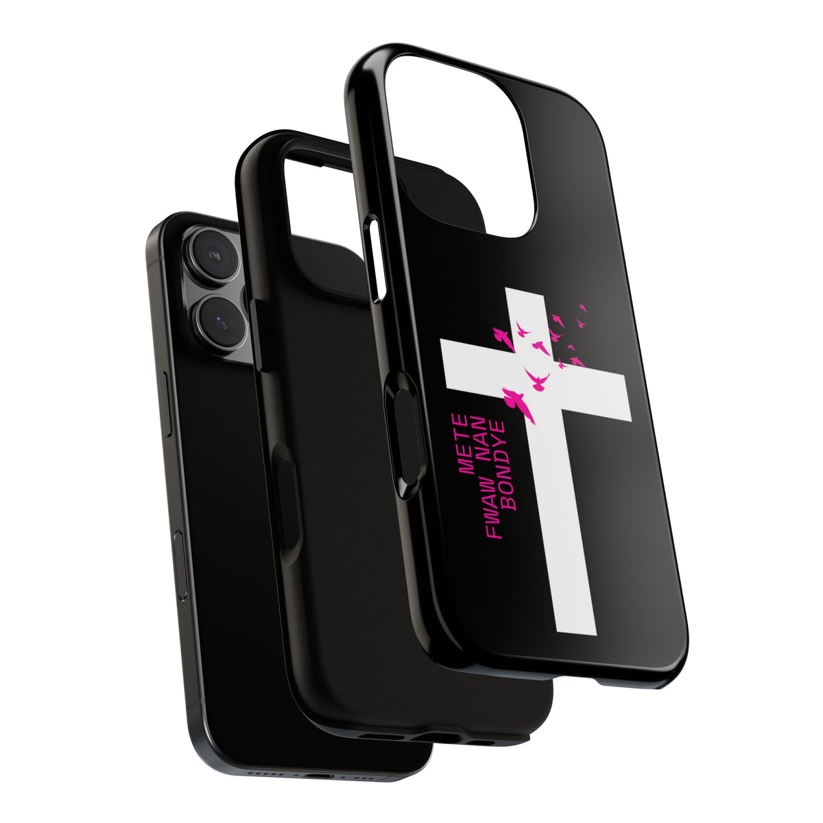 Mete Fwa W Nan Bondye Phone Case – Haitian Gospel Cross Design – Faith-Based Christian Cover