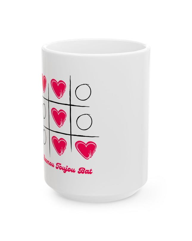 Lanmou Toujou Bat Haitian Tic-Tac-Toe Mug – Romantic Valentine's Day GiftCeramic Mug, (11oz, 15oz) - CreoleSizzle