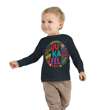 Ou Ka Fè’l Toddler Long Sleeve Tee Colorful Motivational Haitian Kids Shirt Inspirational Creole Graphic Unisex Soft Cotton
