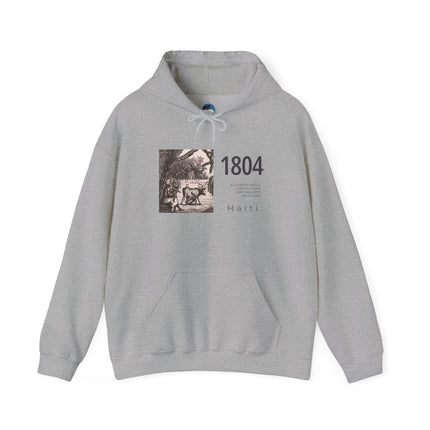 1804 Independence Heritage Hoodie Haiti History & Freedom Tribute Vintage Sketch Unisex Casual Hoodie