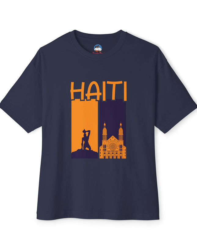 Faith & Resistance — Haiti Oversized Graphic Tee | Marron + Cathedral Design, Revolutionary Heritage Shirt, Unisex Boxy Top