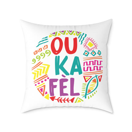 Ou Ka Fè’l Motivational Creole Pillow Haitian Affirmation Art Bright Diaspora Design - CreoleSizzle