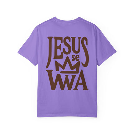 Jezi se Wa Jesus is King Unisex Garment-Dyed T-Shirt Haitian Faith & Culture Series, Vintage Style Tee Haitian Street Vibes Graphic on Back