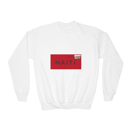 Haiti Pride Youth Crewneck Sweatshirt Cozy Kids Pullover Haitian Heritage Month Unisex Comfortable Sweatshirt