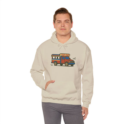 Urban Roads Haitian Tap-Tap Street Energy Hoodie Caribbean Culture Series Unisex Heavy Blend Sweatshirt Retro Van Hoodie