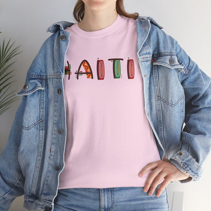 Haiti in Color Limited Heritage Drop Tee Artistic Creole Typography - CreoleSizzle