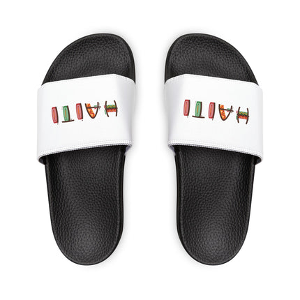 Haiti Pride Slide Sandals Minimalist Heritage Edition - CreoleSizzle