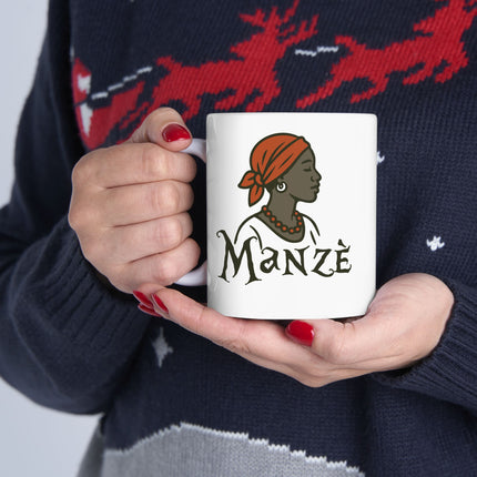 Manzè The Power of Womanhood Premium Mug Haitian Feminine Strength and Cultural Pride - CreoleSizzle