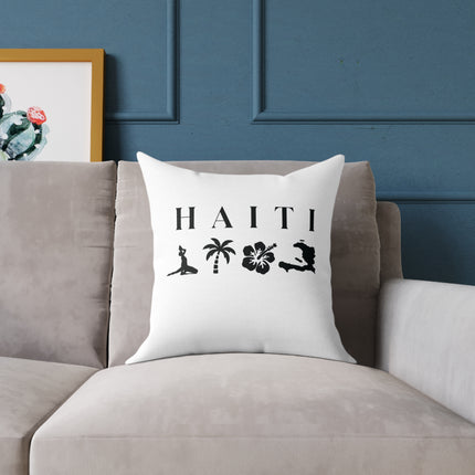 Minimalist Haiti Nature Pillow Tropical Silhouette Design Accent Coastal Calm Collection - CreoleSizzle